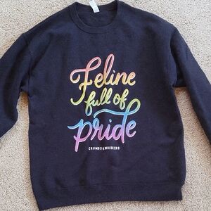 Jerzees Black Crewneck Sweater Feline Pride